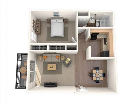 Floor plan for 1 bed, 1 bath, 650 sqft